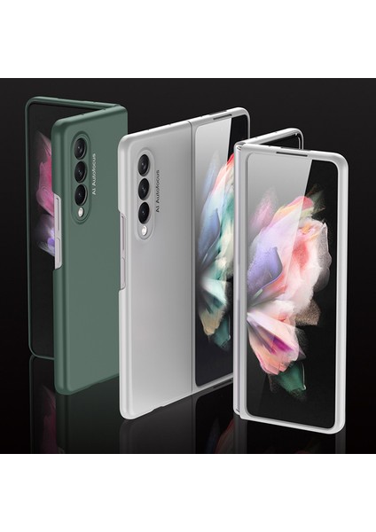 Şık Ultra Ince Tam Koruma Hassas Kesim Sabit Pc Koruyucu Telefon Kapağı Samsung Galaxy Z Fold3 5g-Dark Yeşil (Yurt Dışından)