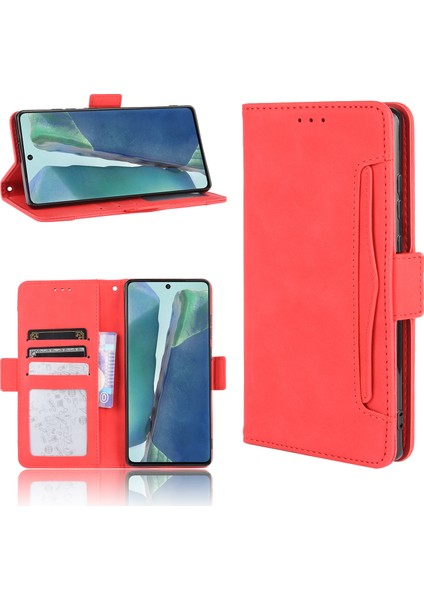Samsung Galaxy NOTE20/NOTE20 5g-Red Için Çoklu Kart Yuvası Cüzdan Deri Telefon Kapağı (Yurt Dışından)