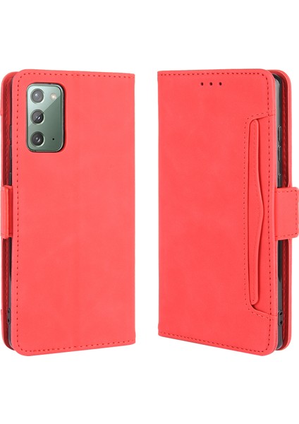 Samsung Galaxy NOTE20/NOTE20 5g-Red Için Çoklu Kart Yuvası Cüzdan Deri Telefon Kapağı (Yurt Dışından)