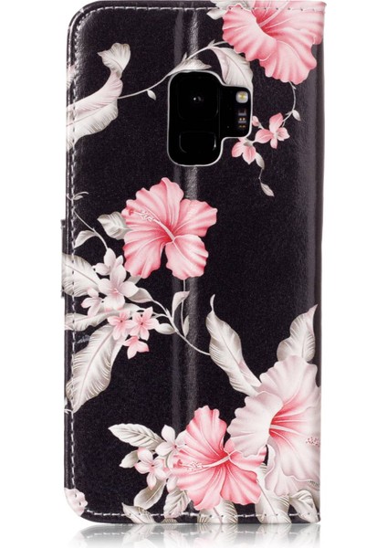 Samsung Galaxy S9 G960-PEMBE Çiçek Için Desenli Pu Deri Cüzdan Stand Koruyucu Kabuk (Yurt Dışından)