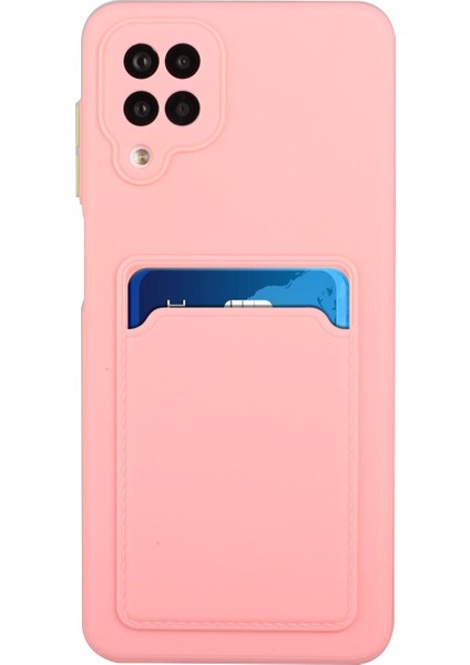 Samsung Galaxy A12-PINK Için Kart Yuvası ile Yumuşak Tpu Telefon Kılıfı Kapağı (Yurt Dışından)