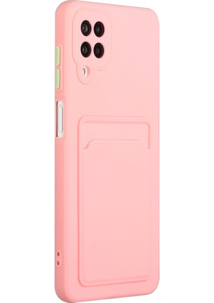 Samsung Galaxy A12-PINK Için Kart Yuvası ile Yumuşak Tpu Telefon Kılıfı Kapağı (Yurt Dışından)