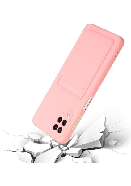 Samsung Galaxy A12-PINK Için Kart Yuvası ile Yumuşak Tpu Telefon Kılıfı Kapağı (Yurt Dışından)