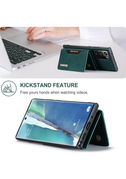 Samsung Galaxy NOTE20 ULTRA/NOTE20 Ultra 5g-Green Için Manyetik Tri Katlı Cüzdan Kickstand Deri Çantası (Yurt Dışından)