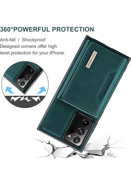 Samsung Galaxy NOTE20 ULTRA/NOTE20 Ultra 5g-Green Için Manyetik Tri Katlı Cüzdan Kickstand Deri Çantası (Yurt Dışından)