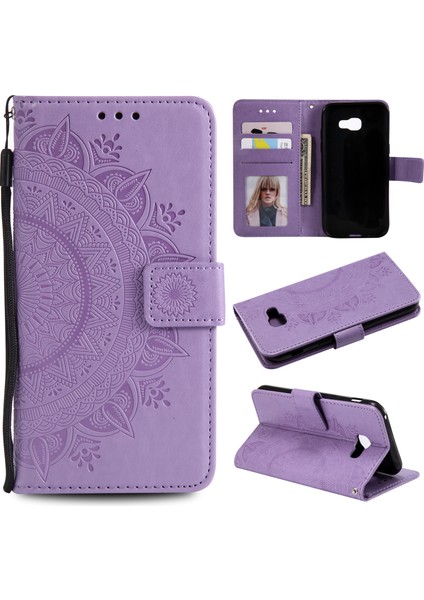 Samsung Galaxy A5 (2017) A520-PURPLE Için Basılı Mandala Desen Deri Deri Koruyucu Kapak (Yurt Dışından)