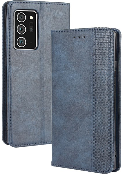 Samsung Galaxy NOTE20 Ultra/20 Ultra 5g-Blue Için Otomatik Emilmiş Pu Deri Kabuk Cüzdan Retro Kapak (Yurt Dışından) modelleri