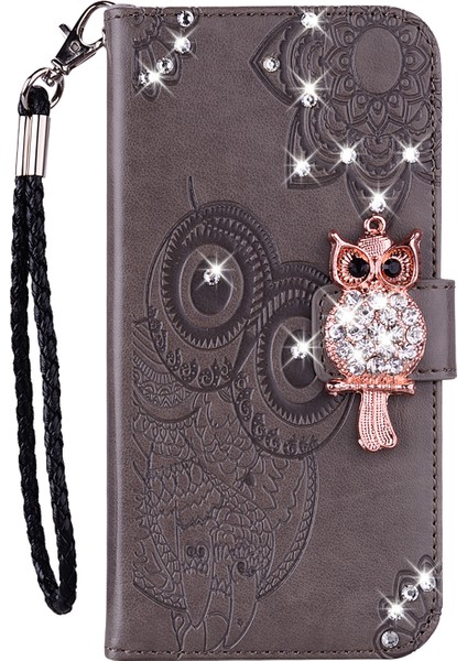 Samsung Galaxy S20 FE/S20 Fan EDITION/S20 Fe 5G/S20 Fan Edition 5G/S20 LITE/S20 Fe 2022 Rhinestone Dekorasyon Baskı Deri Deri Kabuk Cüzdan Stand Telefon Kapak Grey (Yurt Dışından)