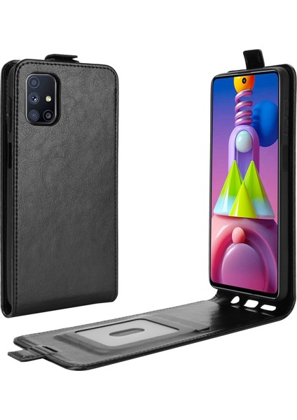 Samsung Galaxy M51-BLACK Için Crazy Horse Dikey Flip Telefon Koruyucu Kabuk (Yurt Dışından)