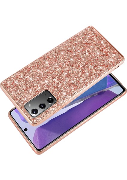 Samsung Galaxy NOTE20 4g/5g-Rose Gold Için Işıltılı Payetler Kaplama Tpu Çerçevesi+Pc Hibrit Kılıf (Yurt Dışından)