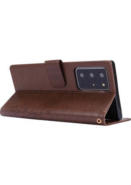 Kelebek Çiçek Baskı Tpu+Pu Deri Cüzdan Stand Kapağı Kılıfı Samsung Galaxy NOTE20 ULTRA/NOTE20 Ultra 5g-Brown (Yurt Dışından) indirimleri