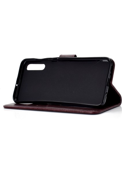 Samsung Galaxy A50/A50S/A30S-BROWN Için Çiçek Deri Cüzdan Kılıfı (Yurt Dışından)