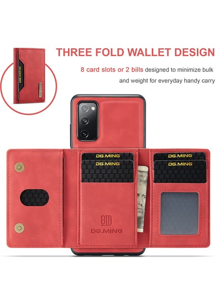 Samsung Galaxy S20 Fe 2022/S20 Fe 4G/S20 Fe 5G/S20 Lite-Red Için Üç Katlı Cüzdan Kickstand Tasarımı ile Manyetik Çıkarılabilir Hibrit Kasa (Yurt Dışından) modelleri