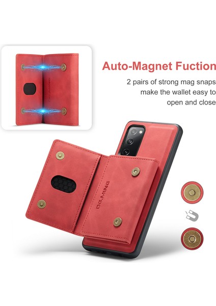 Samsung Galaxy S20 Fe 2022/S20 Fe 4G/S20 Fe 5G/S20 Lite-Red Için Üç Katlı Cüzdan Kickstand Tasarımı ile Manyetik Çıkarılabilir Hibrit Kasa (Yurt Dışından) fırsatları