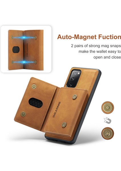 Samsung Galaxy S20 Fe 2022/S20 Fe 4G/S20 Fe 5G/S20 Lite-Brown Için Üç Katlı Cüzdan Kickstand Tasarımı ile Manyetik Çıkarılabilir Hibrit Kasa (Yurt Dışından) fırsatları