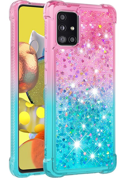 Samsung Galaxy A51 5g SM-A516-ROSE/CIAN Için Şok Geçirmez Gradyan Parıltı Tozu ve Tpu Arka Kasa (Yurt Dışından) modelleri