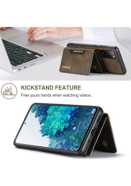 Samsung Galaxy S20 Fe 2022/S20 Fe 4G/S20 Fe 5G/S20 Lite-Coffee Için Üç Katlı Cüzdan Kickstand Tasarımı ile Manyetik Çıkarılabilir Hibrit Kasa (Yurt Dışından) fiyatları