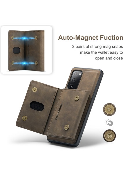 Samsung Galaxy S20 Fe 2022/S20 Fe 4G/S20 Fe 5G/S20 Lite-Coffee Için Üç Katlı Cüzdan Kickstand Tasarımı ile Manyetik Çıkarılabilir Hibrit Kasa (Yurt Dışından) fırsatları