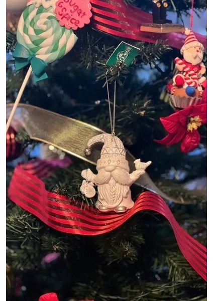 BeyazGri 10 cm Reçine Noel Baba - 2 Yılbaşı Süsü