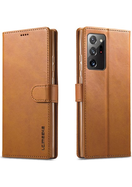 Samsung Galaxy NOTE20 Ultra/20 Ultra 5g-Brown Için Deri Cüzdan Standı Kapak Telefon Kılıfı (Yurt Dışından)