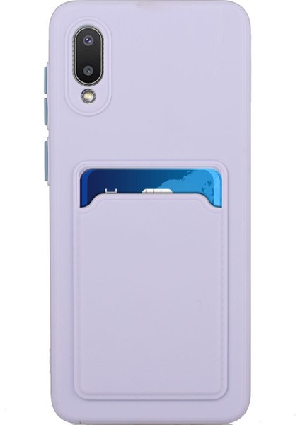 Samsung Galaxy M02/A02-I-LIGHT Mor Için Kart Tutucu ile Yumuşak Tpu Telefon Geri Kılıf Kapağı (Yurt Dışından)