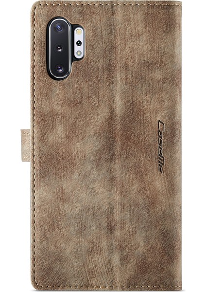 Samsung Galaxy Note 10 Plus/note 10 Plus 5g-Brown Için Çok Sayıda Kart Yuvası ve Fermuar Cebi ile Kayma Olmayan Pu Pu Deri Deri Flip Case Stand Stand Cüzdan Kapağı Cüzdan Kapağı (Yurt Dışından)