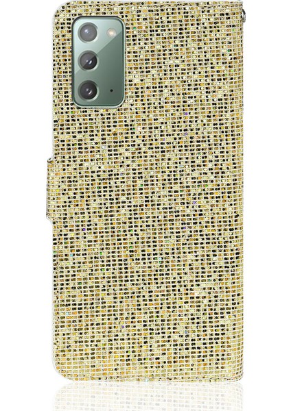 Samsung Galaxy NOTE20 4g/5g-Gold Için Işıltılı Toz Ekleme Cüzdan Standı Deri Kabuk (Yurt Dışından)
