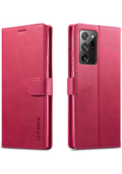 Samsung Galaxy NOTE20 Ultra/20 Ultra 5g-Red Için Deri Cüzdan Stand Kapak Telefon Kılıfı (Yurt Dışından)