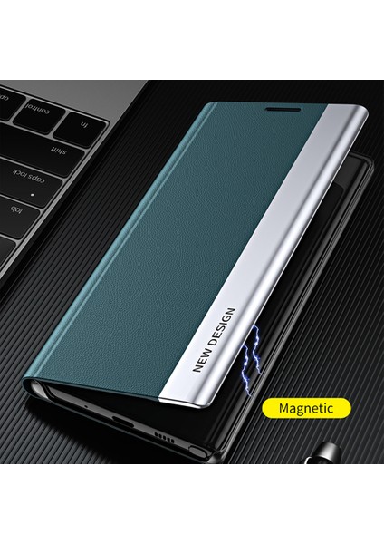 Samsung Galaxy A12-YEŞIL Için Güz Kanıtı Stand Tasarım Pu Deri Telefon Kılıfı (Yurt Dışından) modelleri