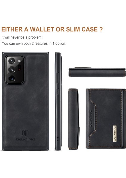 Samsung Galaxy NOTE20 ULTRA/NOTE20 Ultra 5g-Black Için Manyetik Üç Katlı Cüzdan Kickstand Deri Kılıf (Yurt Dışından) modelleri