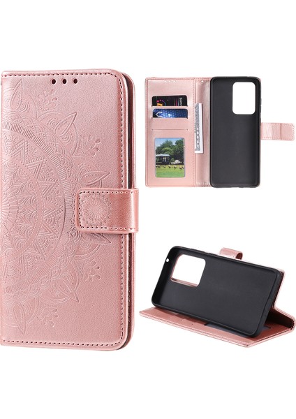 Samsung Galaxy NOTE20 ULTRA/NOTE20 Ultra 5g-Rose Gold Için Çiçek Deri Cüzdan Kılıfı (Yurt Dışından)