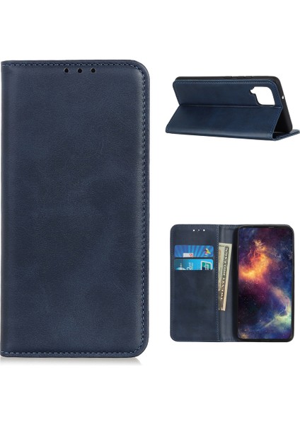 Samsung Galaxy A12 Anti-Drop Cüzdan Standı Kabuk Şok Geçirmez Flip Koruyucu Kapak Mavisi Için Telefon Kılıfı (Yurt Dışından)