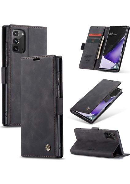 Samsung Galaxy NOTE20/NOTE20 Için Otomatik Emilen Deri Kabuk Cüzdan KASASI/NOTE20 5g-Black (Yurt Dışından)