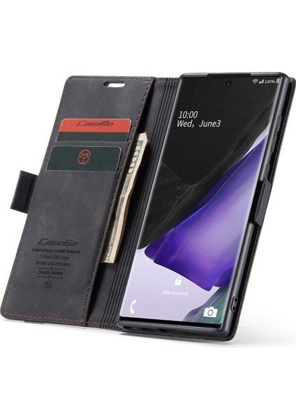 Samsung Galaxy NOTE20/NOTE20 Için Otomatik Emilen Deri Kabuk Cüzdan KASASI/NOTE20 5g-Black (Yurt Dışından)