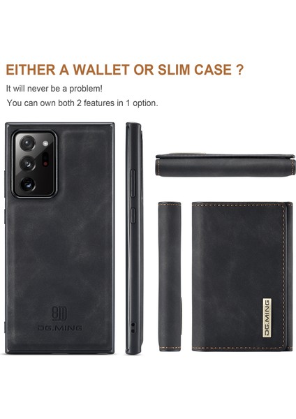 Kickstand Tasarım Pu Deri Kaplamalı Tpu+Pc Samsung Galaxy NOTE20 ULTRA/NOTE20 Ultra 5g-Black Için Çıkarılabilir Manyetik Cüzdanlı (Yurt Dışından) modelleri