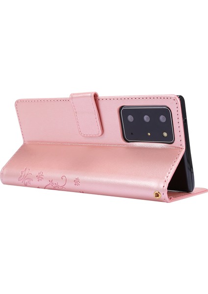 Kelebek Çiçek Baskı Tpu+Pu Deri Deri Stand Kapak Kılıfı Samsung Galaxy NOTE20 ULTRA/NOTE20 Ultra 5g-Rose Altın (Yurt Dışından) indirimleri