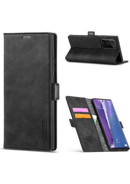 Lc Samsung Galaxy NOTE20 ULTRA/NOTE20 Ultra 5g-Black Için Lc Güçlü Manyetik Seri Deri Cüzdan Telefon Koruyucu Kabuk (Yurt Dışından)