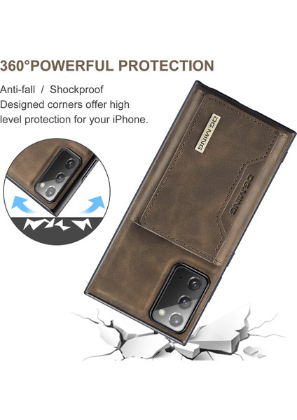Tri Katlı Cüzdan Manyetik Kickstand Tasarım Deri Çanta Samsung Galaxy NOTE20 4g/5g-Coffee (Yurt Dışından)