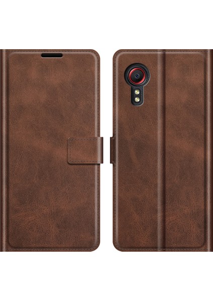Samsung Galaxy Xcover 5/xcover 5s-Brown Için Cüzdan Tasarımı Deri Telefon Standı Kabuğu (Yurt Dışından)
