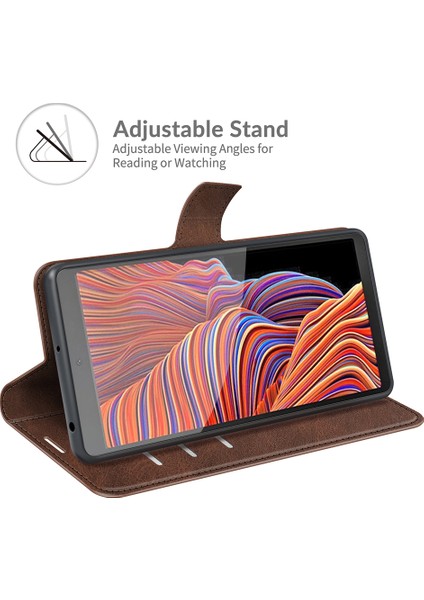 Samsung Galaxy Xcover 5/xcover 5s-Brown Için Cüzdan Tasarımı Deri Telefon Standı Kabuğu (Yurt Dışından)
