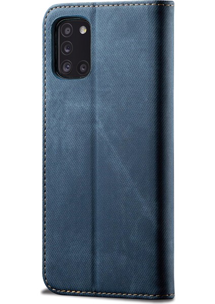 Kot Bez Deri Deri Cüzdan Cep Telefonu Samsung Galaxy A31-BLUE Için (Yurt Dışından)