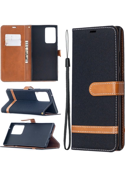 Samsung Galaxy NOTE20 ULTRA/NOTE20 Ultra 5g-Black Için Çeşitli Kot Cons Cilt Deri Kabuğu (Yurt Dışından)