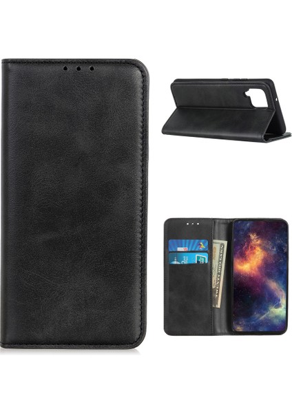 Samsung Galaxy A12 Anti-Drop Cüzdan Stand Kabuk Şok Geçirmez Flip Koruyucu Kapak Black Için Telefon Kılıfı (Yurt Dışından)