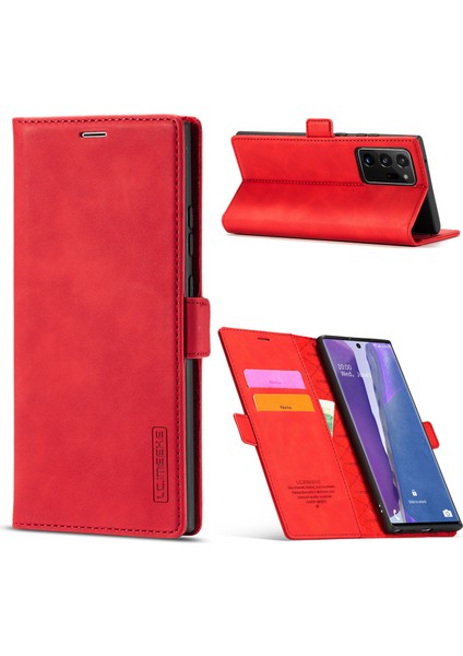 Samsung Galaxy NOTE20 ULTRA/NOTE20 Ultra 5g-Red Için Lc Güçlü Manyetik Seri Deri Cüzdan Telefon Koruyucu Kabuk (Yurt Dışından)