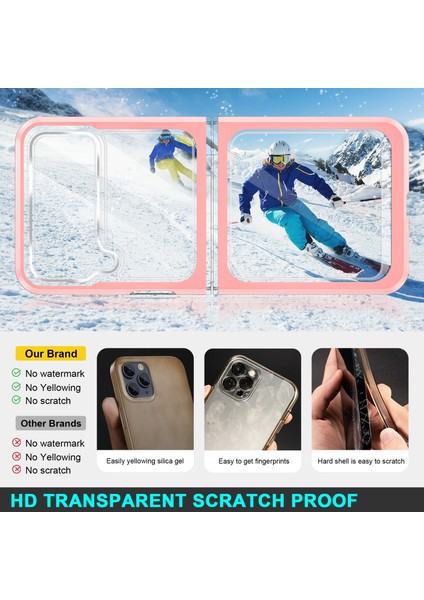 Samsung Galaxy Z Flip3 Için Fall Anti-Fall Şeffaf Tpu+Akrilik+Pc Hybrid Telefon Kılıf Kapağı 3 5g-Pınk (Yurt Dışından)