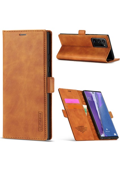 Samsung Galaxy NOTE20 ULTRA/NOTE20 Ultra 5g-Brown Için Lc Güçlü Manyetik Seri Deri Cüzdan Telefon Koruyucu Kabuk (Yurt Dışından)
