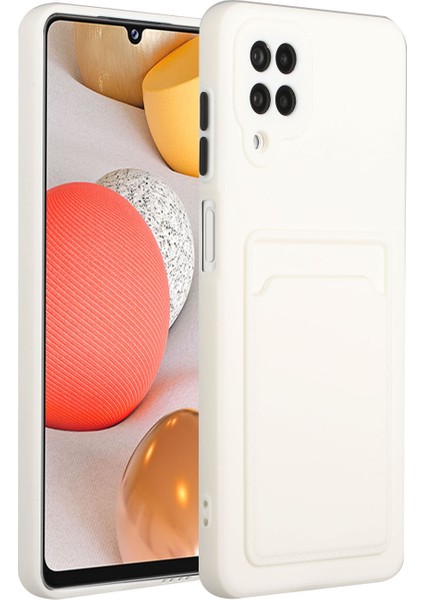 Samsung Galaxy A12-WHITE Için Kart Yuvası ile Yumuşak Tpu Telefon Kılıfı Kapağı (Yurt Dışından)