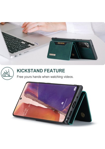Üç Katlı Cüzdan Manyetik Kickstand Tasarım Deri Kılıfı Samsung Galaxy NOTE20 4g/5g-Yeşil (Yurt Dışından)