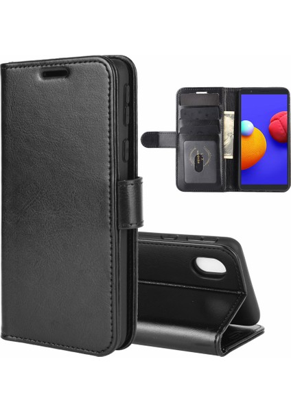 Samsung Galaxy A01 ÇEKIRDEK/M01 Çekirdek Black Için Çılgın At Cüzdan Stili Kabuk Stand Deri Kılıf (Yurt Dışından)