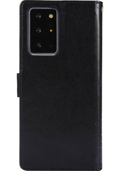 Kelebek Çiçek Baskı Tpu+Pu Deri Deri Stand Kapağı Kılıfı Samsung Galaxy NOTE20 ULTRA/NOTE20 Ultra 5g-Black (Yurt Dışından) modelleri